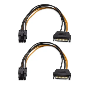 (2-Pack) 6 Pin PCIe to SATA Power Cable - 6 Inches by Bitcoin Merch®